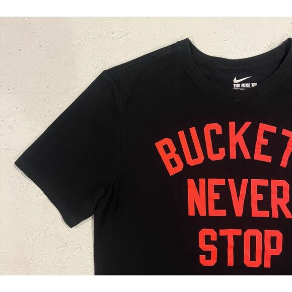 Nike Dri Fit Athletic Cut Buckets Never Stop Mens Large Short Sleeve Black Shirt - Picture 4 of 9